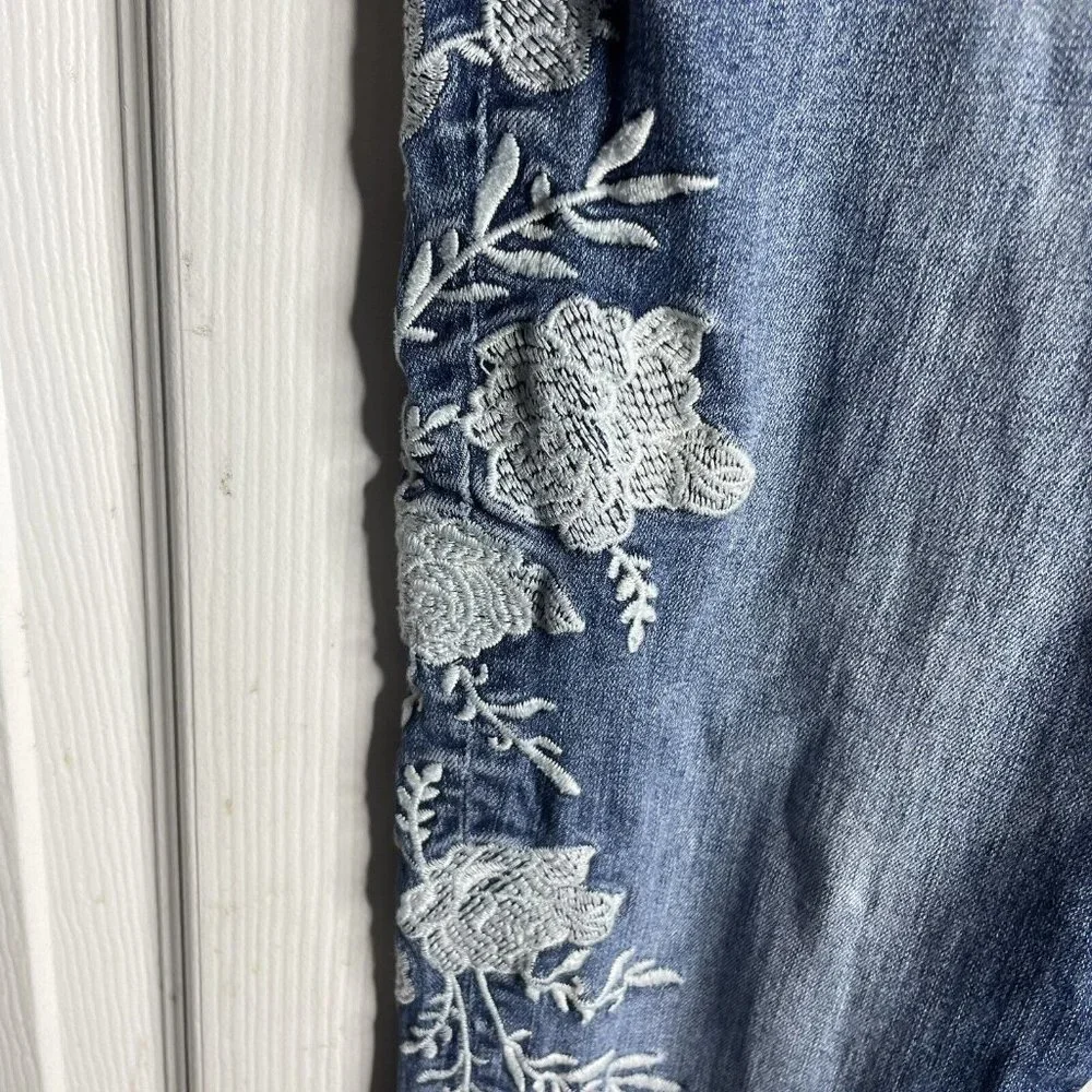 KUT From the Kloth Skinny Ankle Jeans Women’s 2 Floral Embroidered Medium Wash - Picture 5 of 11